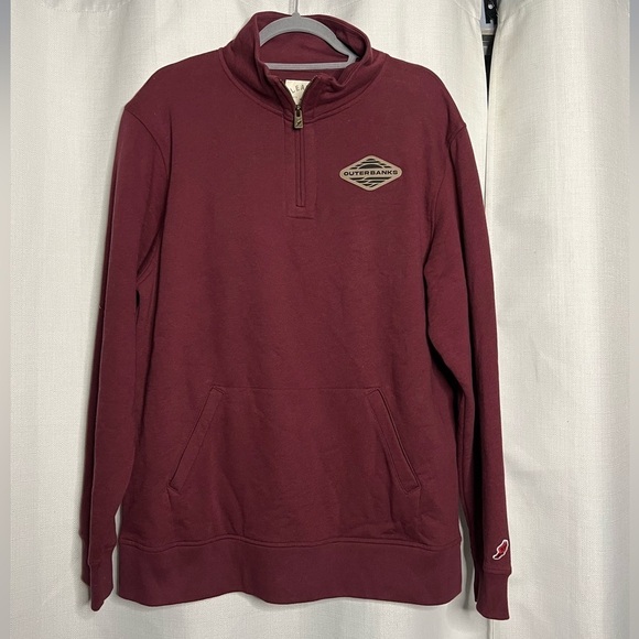 League Maroon Outerbanks Patch 3/4 Zip Up Sweater Large - Picture 11 of 11